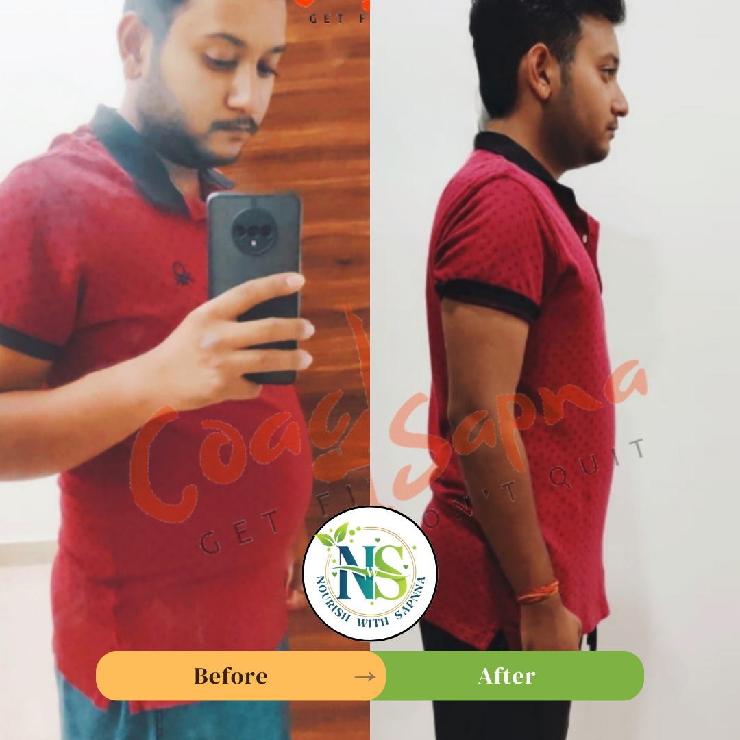 Male client before and after body transformation result