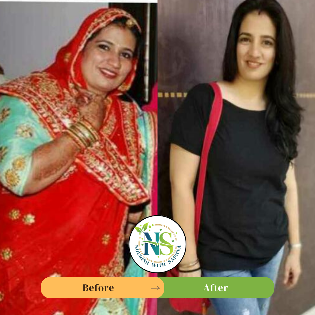 Female client before and after lifestyle and weight transformation